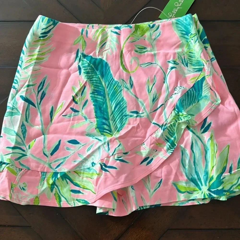 Lilly Pulitzer Pink and Green Leaf Print Skort - Picture 3 of 5